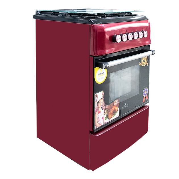 cuisinière-à-gaz-eurolux---classique---4-feux---50-x-55-cm---rouge---allumage-manuel---6-mois-de-garantie