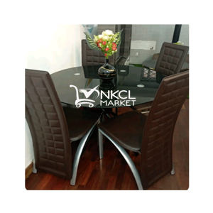 salle-a-mangé-4-places-vitré-(-importé-)-table-noir-+-4-chaises-marron