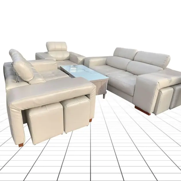 salon-en-cuir-6-places-+-4-poufs---salon-moderne-en-mousse-de-ph7-+-horloge-mural-offert