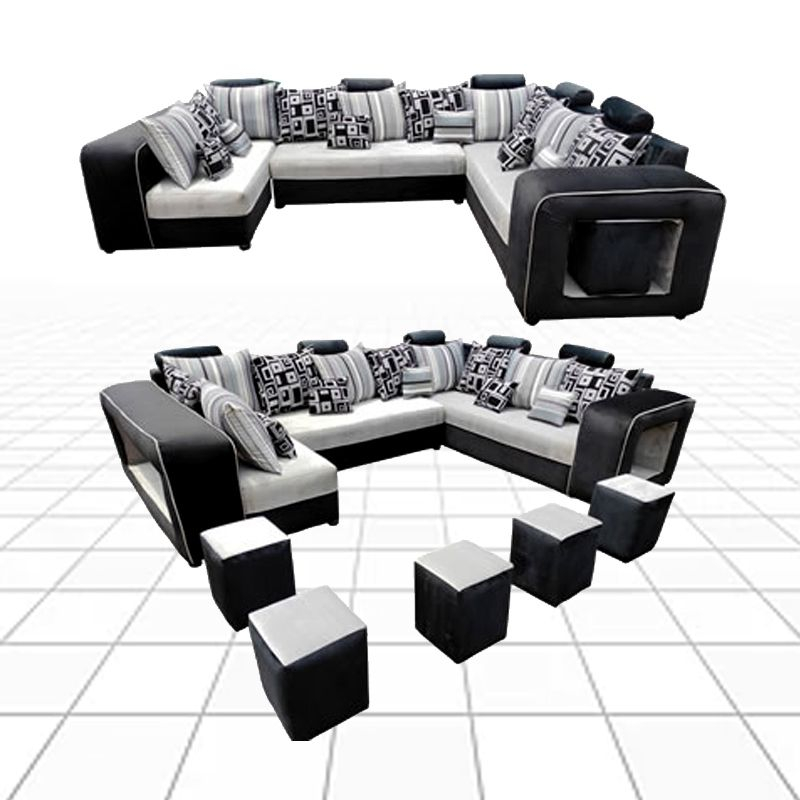 salon-en-velours-avec-5-poufs-moderne---cln---7-places---noir--blanc