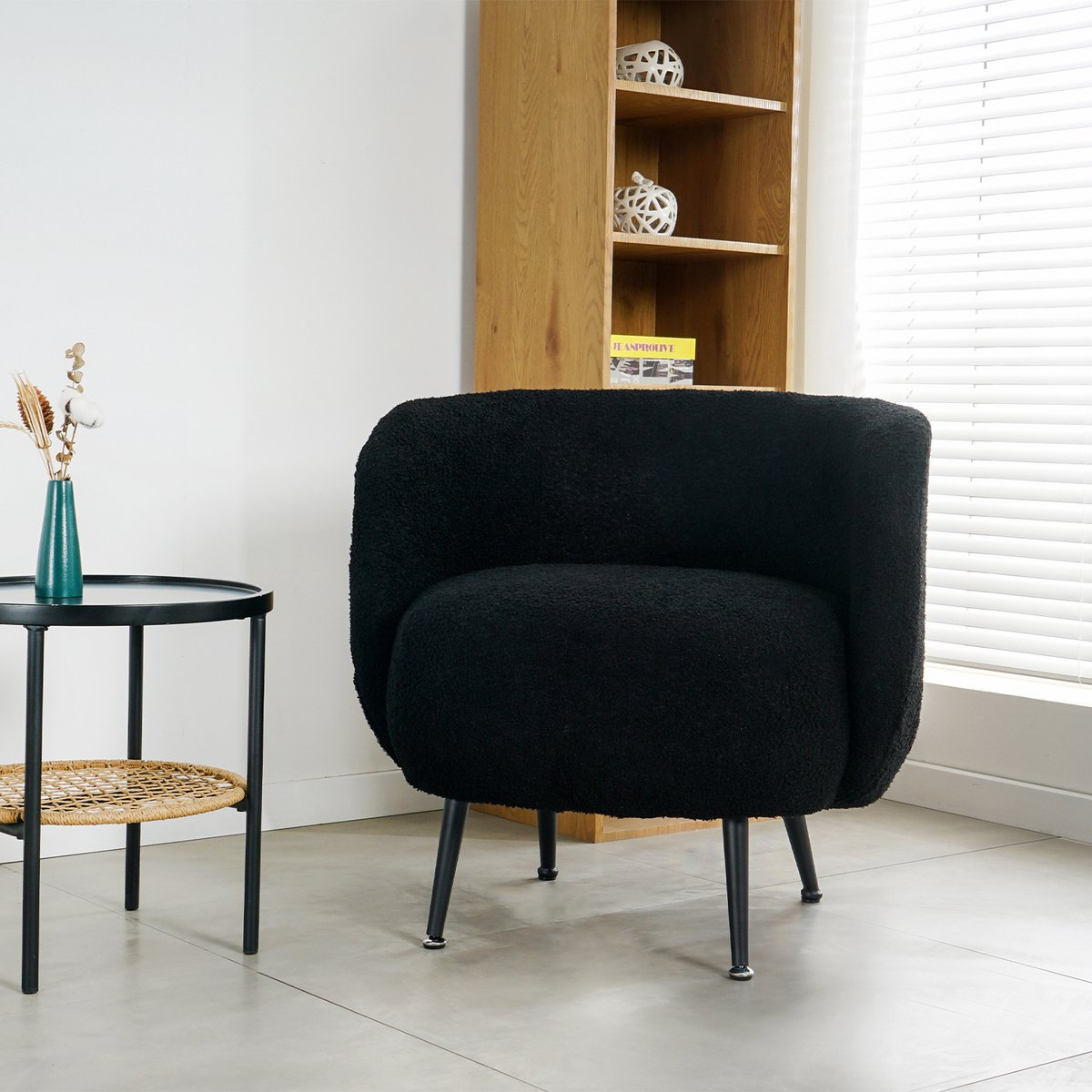 fauteuil-nuvolix-"lima"---bouclé---fauteuil-relax---chaise-longue---noir