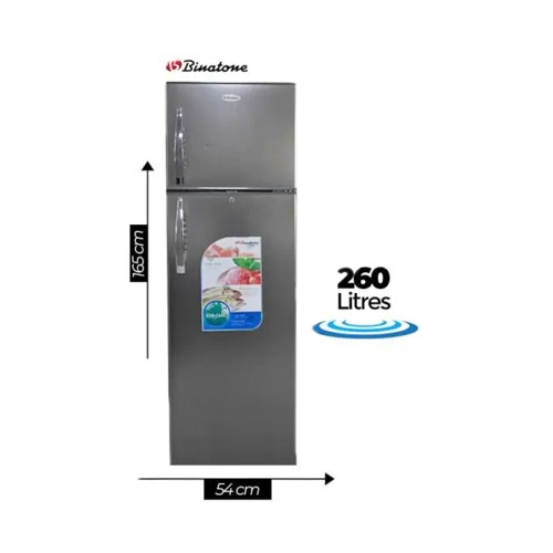réfrigérateur---binatone---260litres---rf-275d---gris---6-mois-de-garantie