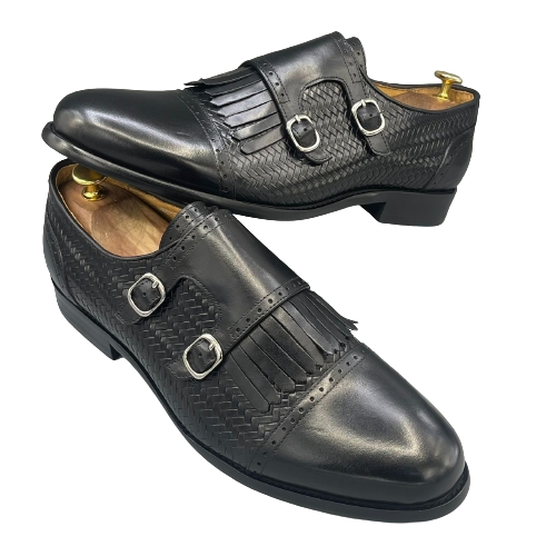 mocassin-à-boucles-en-cuir-de-veau-déco-noir.-pointure-38-46