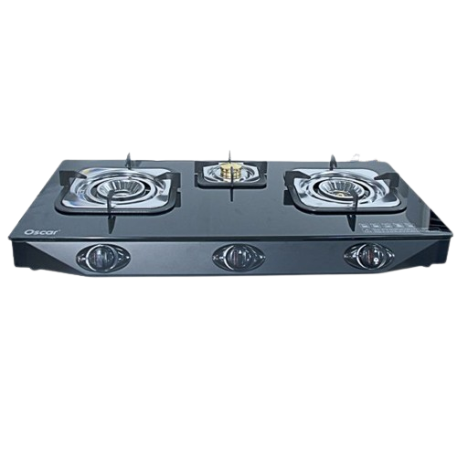 plaque-de-cuisson-automatique-à-gaz---oscar--osc---403--verre-trempé---3-feux---gris---garantie-06-mois