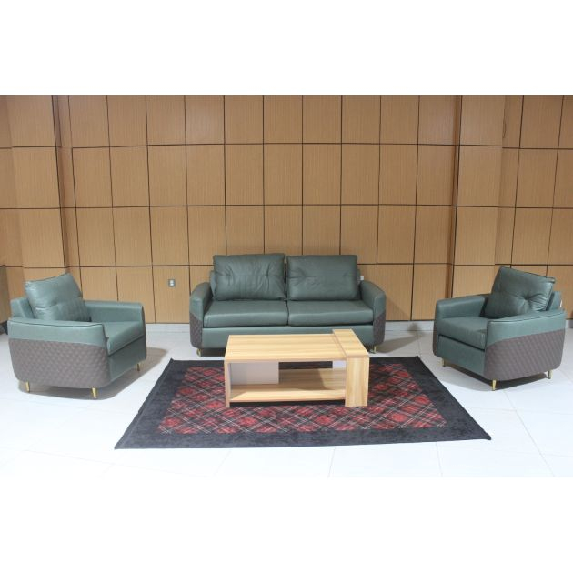 salon-en-cuir-et-toile-épaisse-bassam---05-places---marron/verte