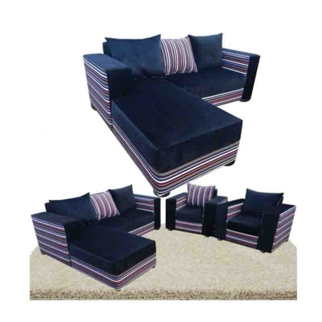 salon-complet-d'angle-5-places---velours---bleu-/-multicolore
