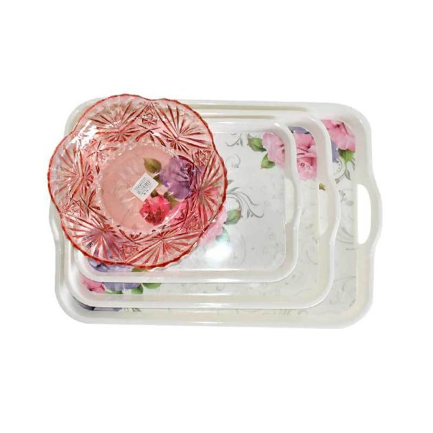 ensemble-de-3-plateaux-fleuris-blancs-+-saladier-en-plastique-2-litres