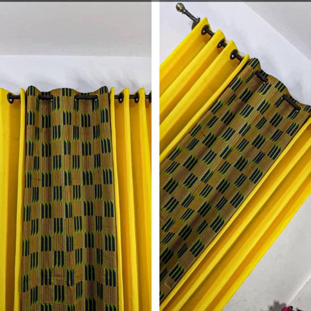 lot-de-2-rideaux-africain-occultant-(lourd)-&-voilage-transparent---vert-et-multicolore
