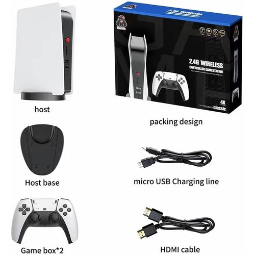 wireless-console-de-jeu-avec-audio-intégré,-sans-fil-blanc,-jeux-à-domicile,-hdmi,-touristes,-contrôleur-ps5,-plus-de-10000-jeux