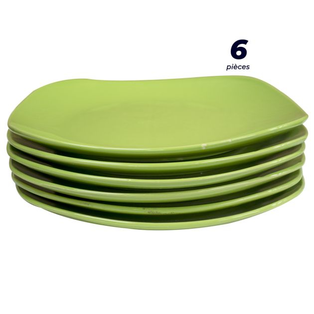 assiettes-carrées-lourdes---ensemble-de-6-pièces---10.552uareco---céramique---vert