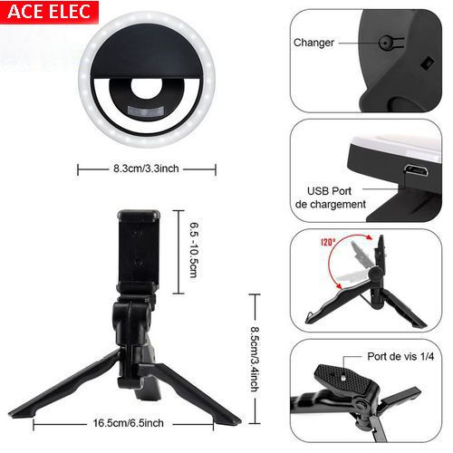 ace-elec-trépied-pour-téléphone-+-anneau-selfie-lumineux---noir