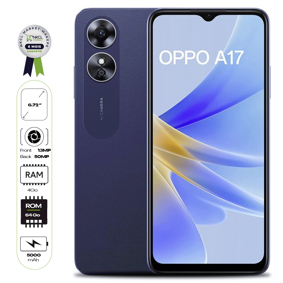 oppo-a17---4g---4-go/64-go---dual-sim---double-capteur-photo-50-mp,-frontal-5-mp---6,6"--5000-mah---orange