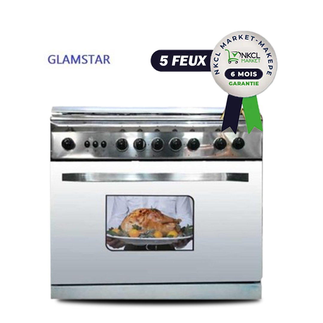 cuisinière-à-gaz---glamstar---inox---5-foyers---55-×-80-cm