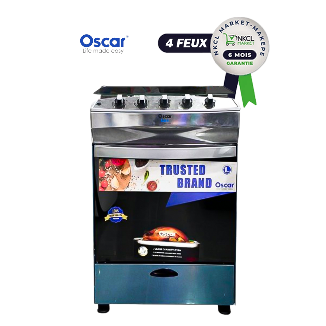cuisinière-à-gaz-oscar---4-feux---50-x-50-cm---luxe-osc-60sdf---four-avec-grill-et-plateau-dégoûtage---argent---garantie-6-mois