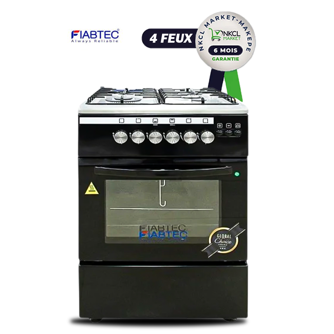 cuisinière-à-gaz-fiabtec---full-option---ft-es70-ss430---4-feux---60-x-60-cm---noir---garantie-6-moi