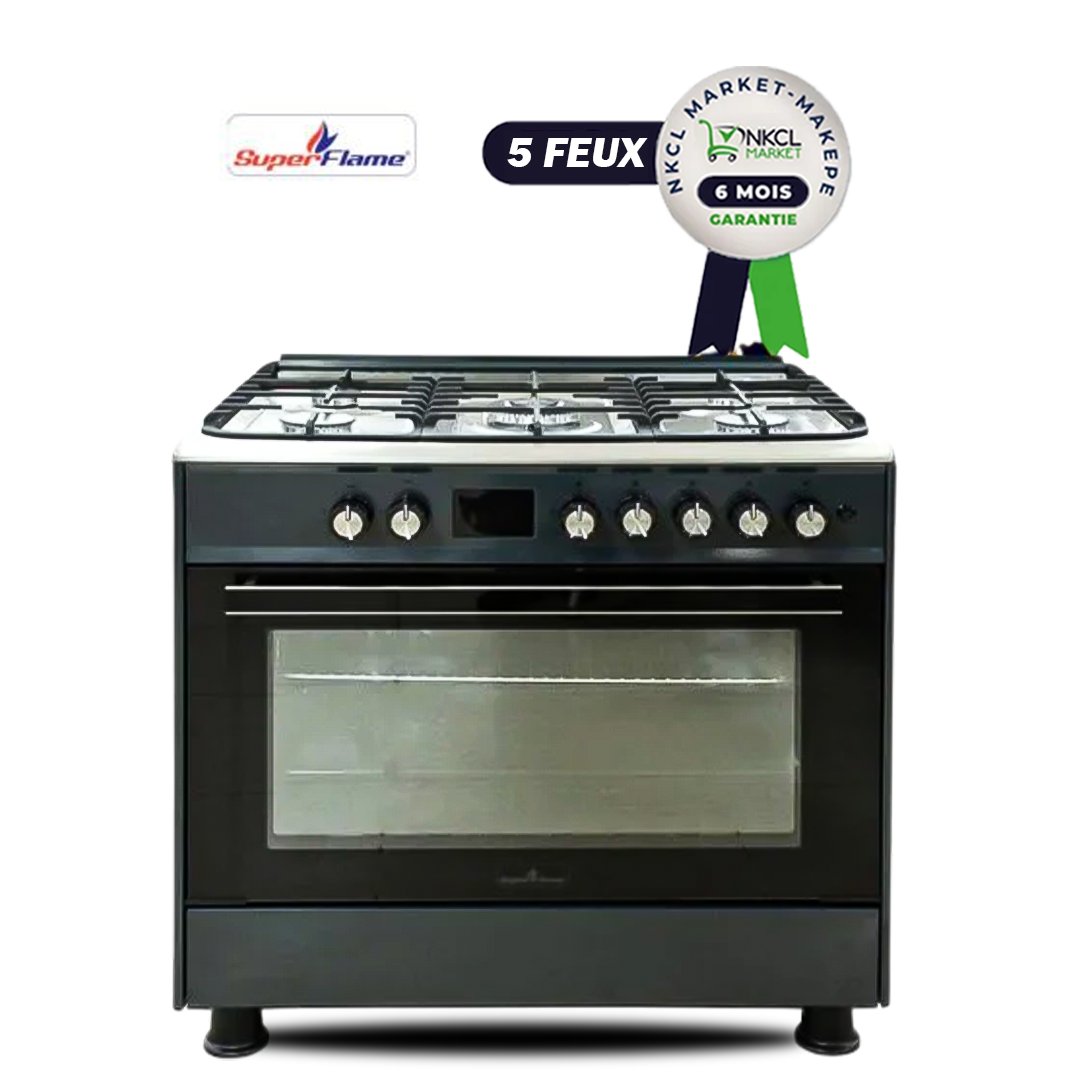 cuisinière-à-gaz---super-flame---full-option---5-feux---60-x-90-cm---sf-fg9502gbza---grand-four---avec-panneau-de-commande-numérique---gris-foncé---garantie-6-mois