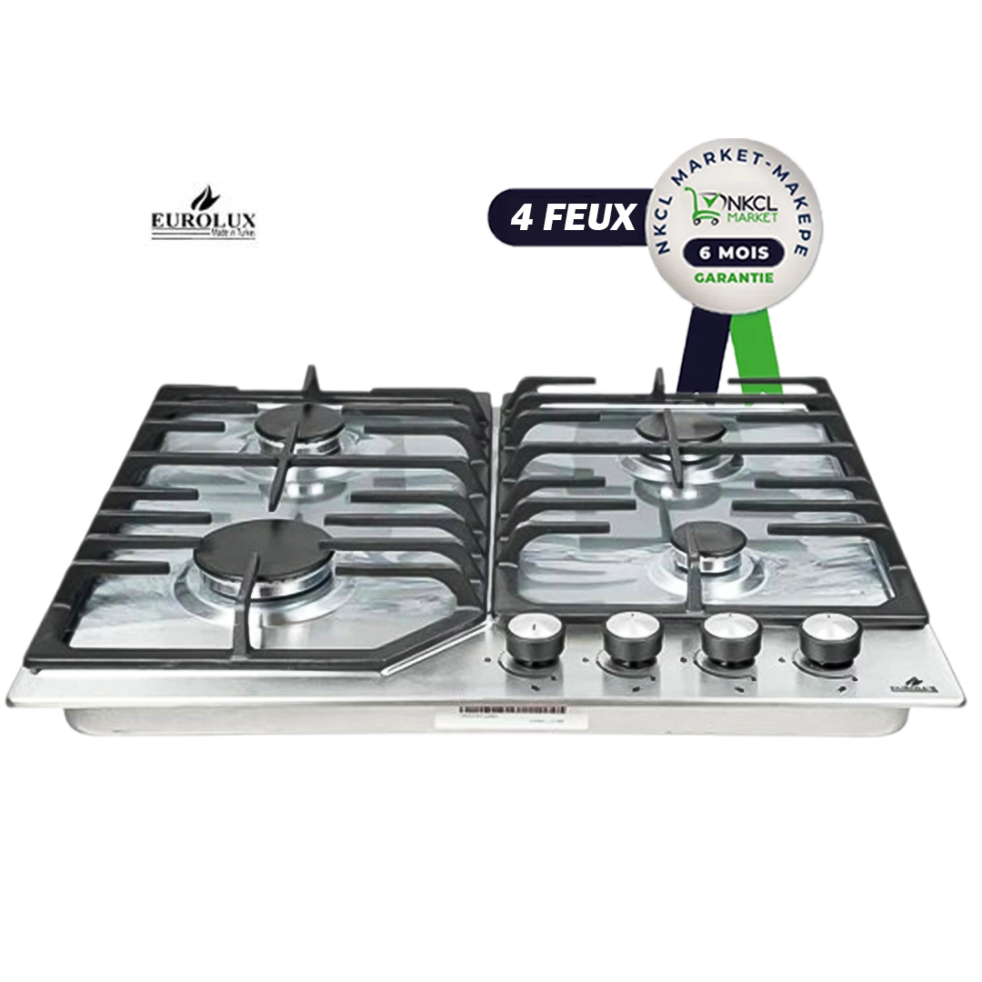 plaque-de-cuisson-encastrable---eurolux---4-feux---allumage-électrique---60-x-60-cm---sb021---inox---garantie-6-mois