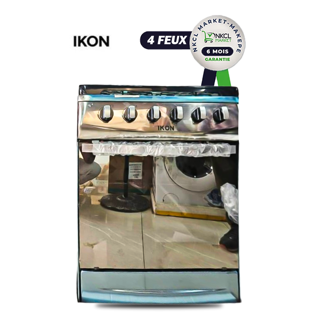 cuisinière-ikon-60x60-double-four-allumage-automatique---4-foyers---inox---6mois