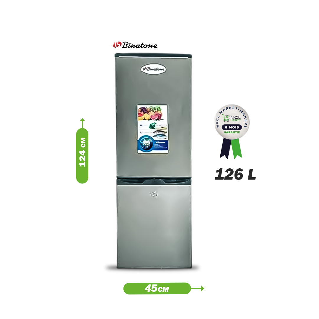 réfrigérateur-combiné-binatone---fr-160---capacité-totale-126-litres---2-portes---3-tiroirs---classe-énergétique-t---garantie-6-mois