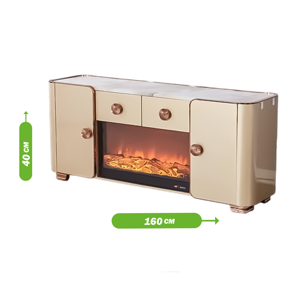 table-tv---motif-feu-de-cheminée---beige