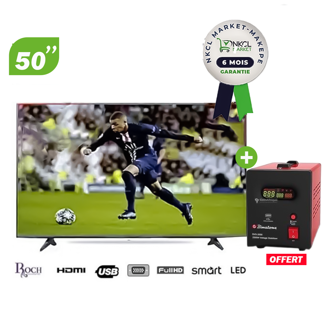 tv-smart-roch-50-pouces---rh-le50dsa-+-regulateur-de-tension-1000-va---06-mois-de-garantie