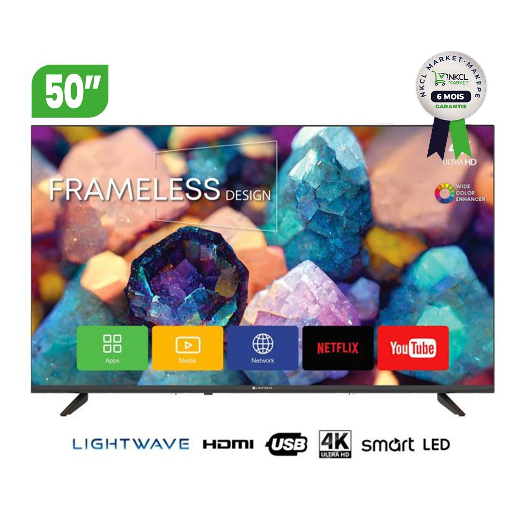 tv-led-smart-android---lightwave---50-pouces---uhd---4k---frameless---lw-s5000-t2s2---garantie-6-mois