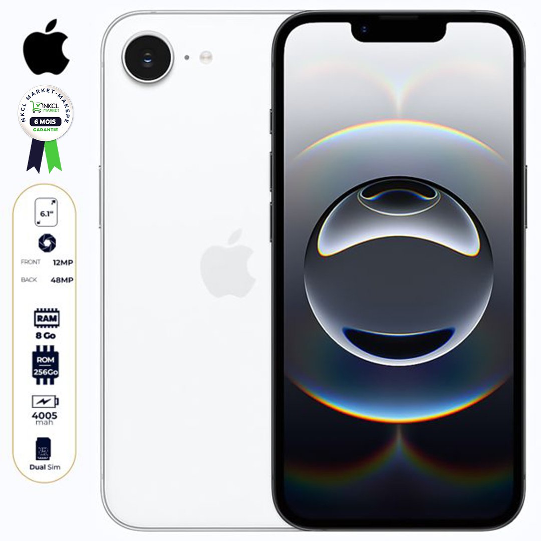 apple-iphone-16e---256-go---8-go-ram---apple-a18---6,1"-super-retina-xdr-oled---48mp/-12mp---5g---nano-sim-+-esim-+-esim---4005-mah---garantie-6-mois