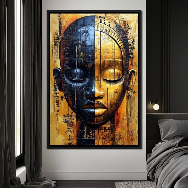 tableau-décoratif---pofal---"rêves-dorés-essence-masquée"---toile-ultra-hd---cadre-bois-3-cm---anti-uv-69590d8d254fd