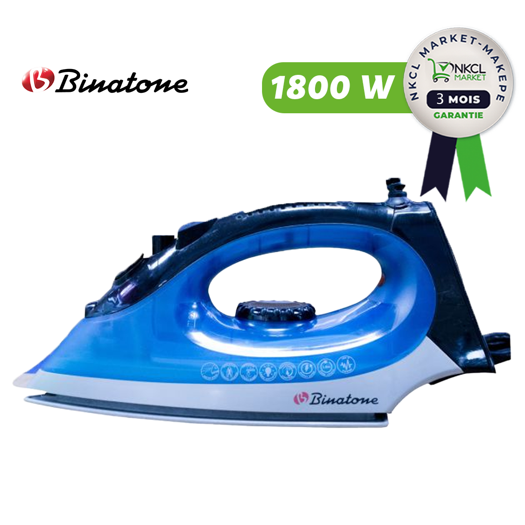 fer-à-vapeur-avec-semelle-antiadhésive---binatone---si-1830---1800w---90ml---bleu/noir---garantie-3-mois