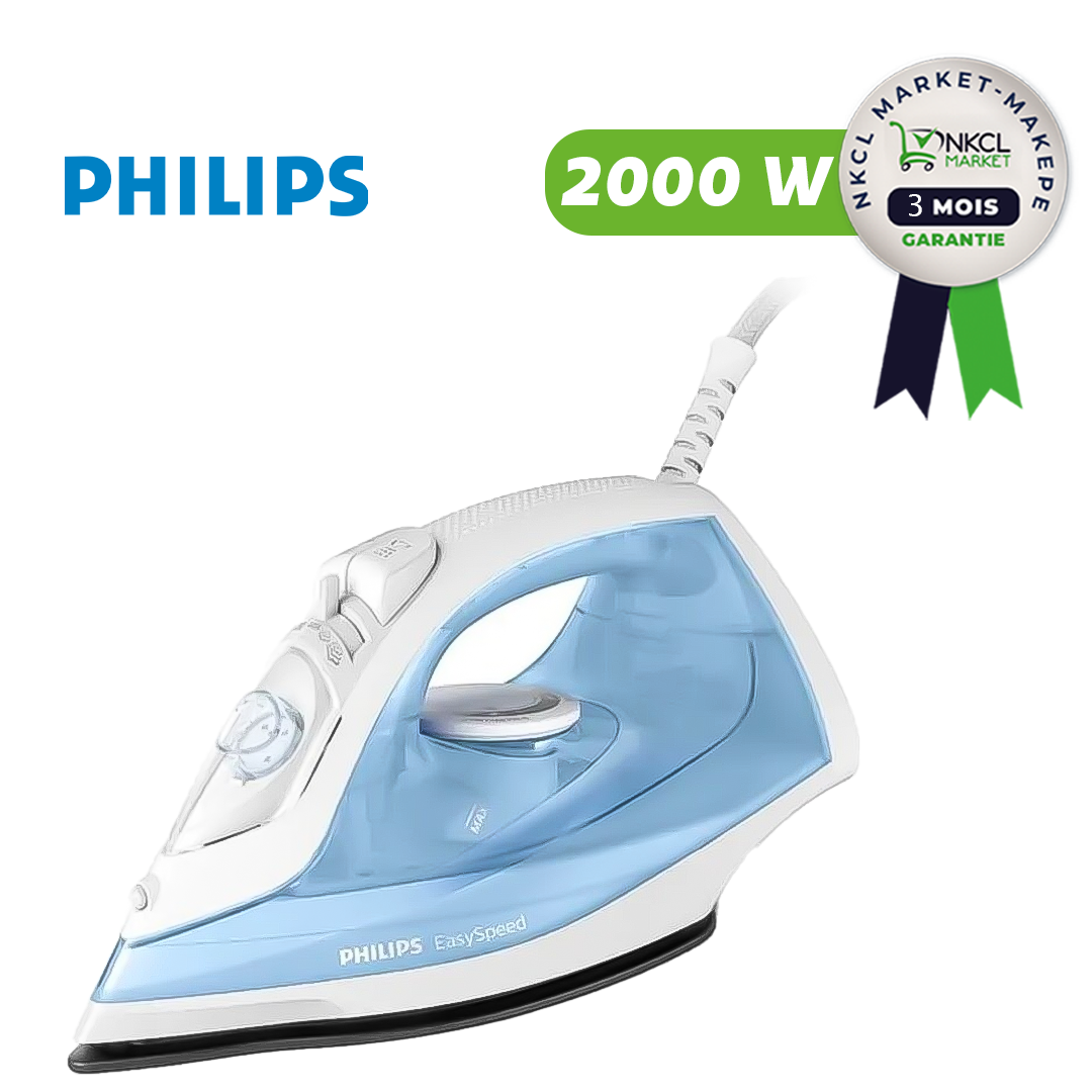 fer-à-repasser-a-vapeur-philips---gc1740---2000-watts---toucher-90-g---220-ml---bleu,-clair/blanc---3-mois-de-garantie